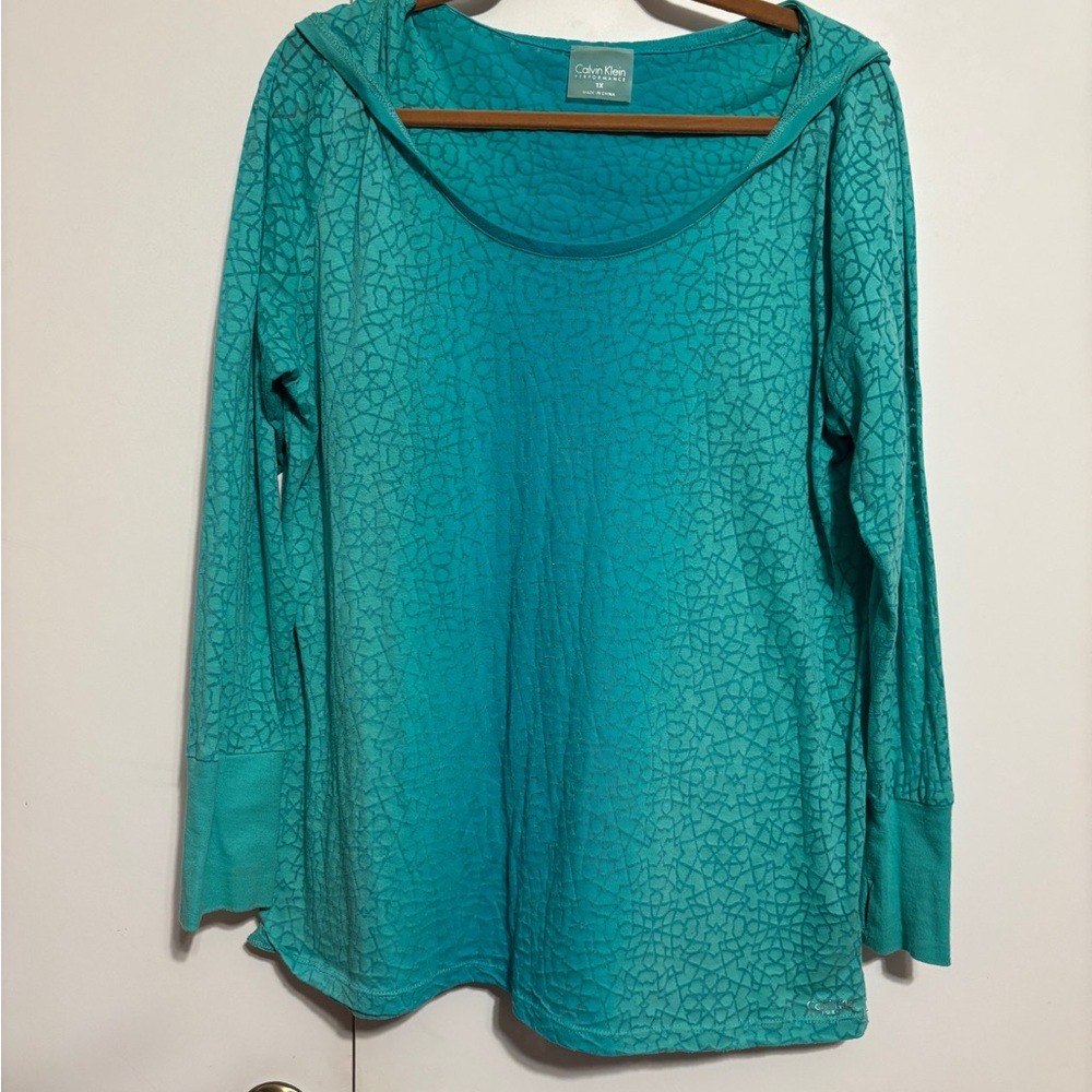 Calvin Klein Turquoise Ombré Patterned Hoodie
